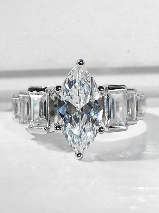 Jewelry - 925 STERLING SILVER  Marquise & Baguette Cubic Zirconia Ring